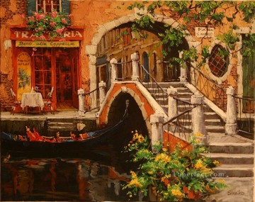 橋を渡ってヴェネツィアのシーン Oil Paintings